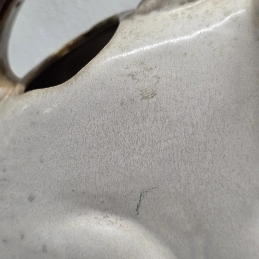 Vintage Ceramic White Pig Pitcher Watering Can Heavy Farm Stoneware